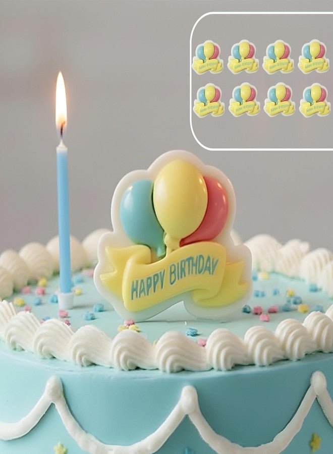 Ascension Cute “Happy Birthday” Resin Cake Topper - Mini Decorative Figurine with Balloons & Happy Birthday Ribbon | Adorable Birthday Cake Decoration for Kids, Party Supplies & Gift Use (Pack of 8) - Image 1